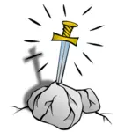 Épée dans la pierre image RPG carte symbole vecteur