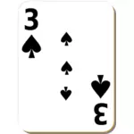 Three of spades playing card vector drawing