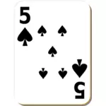 Fem av Spar spillkort vektorgrafikk utklipp