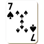 Tujuh sekop bermain kartu vektor ilustrasi
