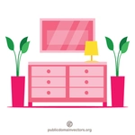 Nightstand in pink color