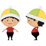 Cartoon Mädchen mit Hut-Vektor-ClipArts