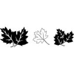 Foglie di quercia in immagine vettoriale in bianco e nero