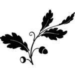 Ghiande e foglie di quercia silhouette disegno vettoriale