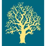 Vector clip art of oaktree silhouette in yellow