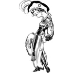 Desenho de mulher mais velha em pé com seu traseiro dobrados vetorial