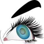 Illustrasjon av nærbilde av en blå kvinnelige øye