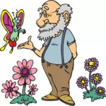 Old man with butterfly