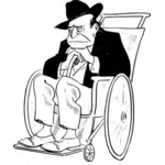 Starý muž sedí ve vozíku Vektor Klipart