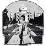 Vector clip art of old picture of Taj Mahal