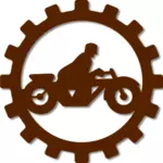 Motorbike rider in a gear sign vector image