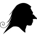Strašidelné čarodějnice boční profil silueta vektorové ilustrace