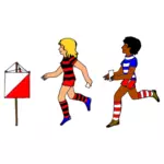 Chlapec a dívka v orientačním běhu vektorový obrázek
