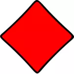 Vektor ClipArt av skisserat röd diamant spelkort symbol