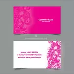 Pink business card with floral design