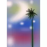 Gökyüzü vektör görüntüsünün altında palmiye