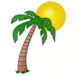 Albero di palme ed il sole