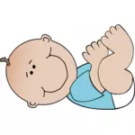 Vektorritning liggande cartoon baby pojke