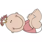 Vektor-Bild des ein liegend Baby girl