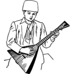 Vector clip art of boy playing balalaika