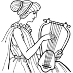 Grafika wektorowa kobiety grając na lirze