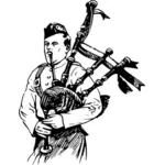 Soldier playing bagpipes vector image