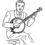 Man playing banjo vector clip art