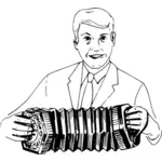 Vector clip art of a man playing concertina