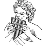 אישה משחקת בתמונה וקטורית panpipes