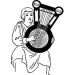 Vector image of a psaltery player