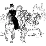 几个骑马的矢量插画