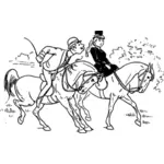 Vector de la imagen de una pareja de montar a caballo