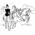 Gráficos vectoriales de una pareja de montar a caballo