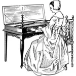 Nainen soittaa clavichord vektori ClipArt