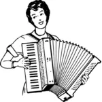 Image de vecteur accordéon joué femme