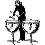 Žena hrající tympány vektorový obrázek