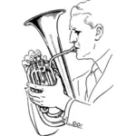 Vektor ilustrasi manusia bermain Trompet tenor