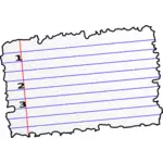 Vector drawing of yellow lined writing paper with flower