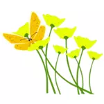 Vlinder aan bloem vector afbeelding