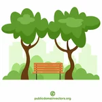 2本の木の間のベンチ