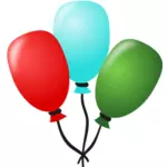 Vector de desen de trei baloane legat cu un şir de