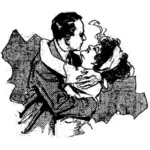 Vector clip art of man and woman hugging