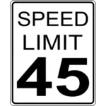 गति सीमा 45 roadsign वेक्टर छवि