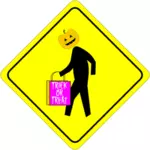 Halloween pedestrian caution sign vector clip art