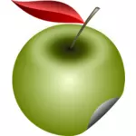 Vektor illustration av grönt äpple klistermärke