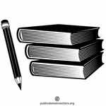 Pencil and books