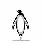Пингвин монохромный векторное изображение