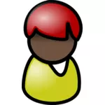 Illustration vectorielle de femme indienne avec l'icône d'opérateur téléphonique court cheveux roux