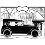 Ludzie w stary samochód wektor rysunek