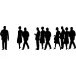 Silhouette vector illustrasjon av gruppe mennesker